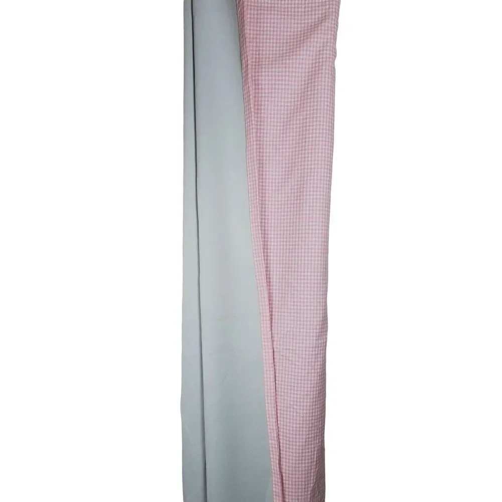 Pottery Barn Kids Pink White Gingham Plaid Checkered Curtain One Drape 44x63